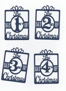 12 Days of Christmas block with bow design set of twelve