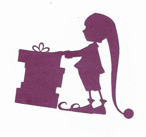 Elf with gifts silhouette