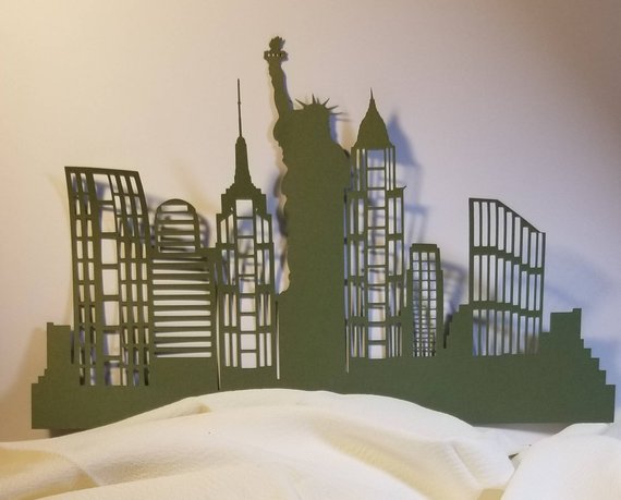 Extra large New York Skyline with Lady Liberty with windows