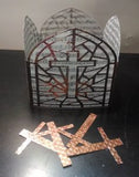 DIY Stained glass window with cross luminary / centerpiece