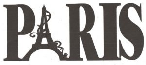 Paris with decorative Eiffel tower word silhouette
