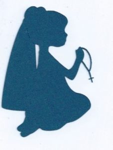 Little girl praying the rosary silhouette