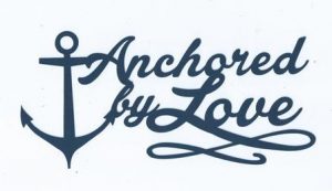 Anchored by love word silhouette