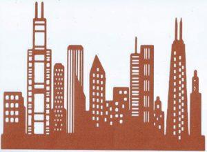 Extra large Chicago skyline silhouette