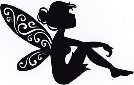 Adorable fairy sitting silhouette set of four